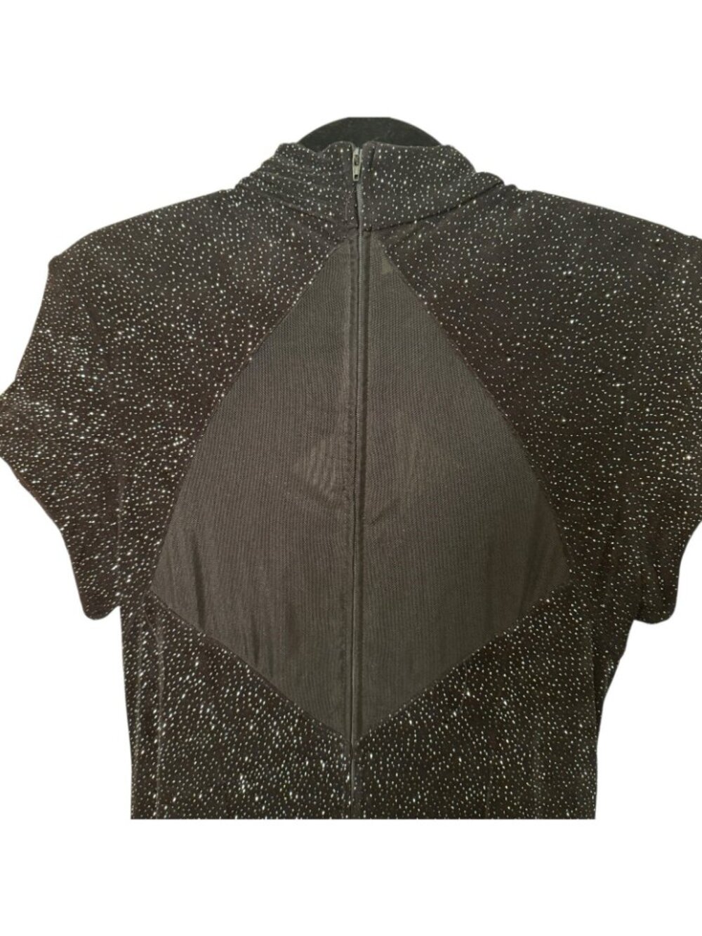 Evening Dress Womens 12 Curvy Black Mini Illusion Elegant Sparkle VTG Night Way - Picture 4 of 15